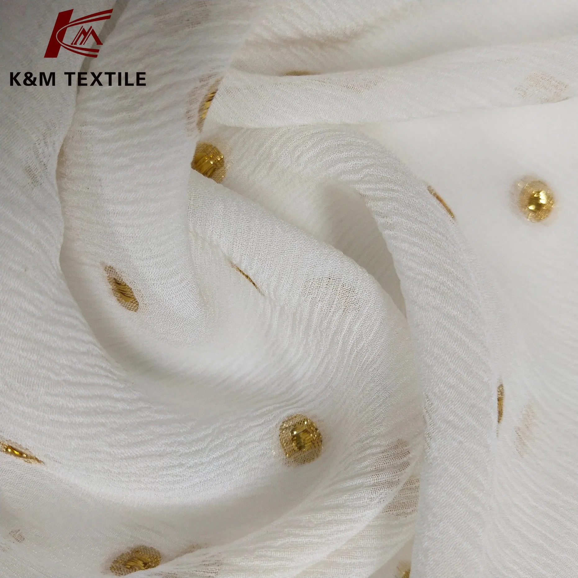 92% Real Silk Gold Leather Polyester Trimmed Oval Shape Filigree Women's Clothing Fabric Customization