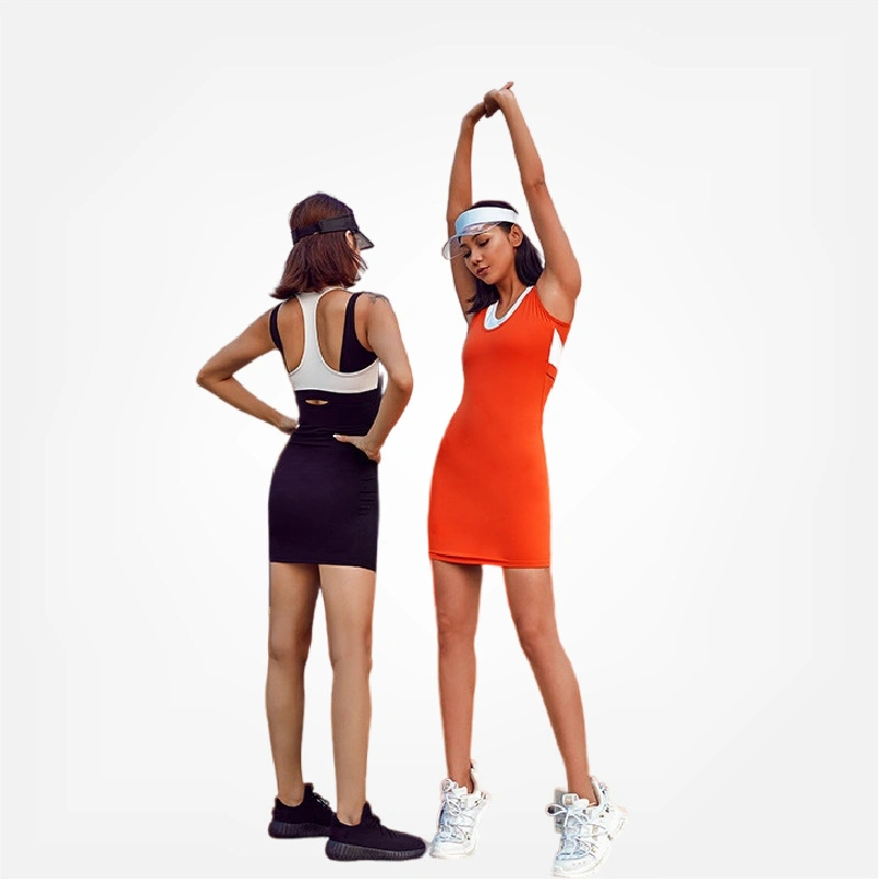 New Sports Tennis Clothes Fitness Breathable Dress Anti-Lighting Beauty Back Hollow Yoga Clothes Women