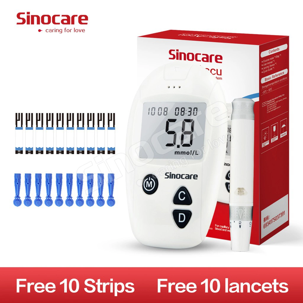 Sinocare Digital Blood Glucose Meter Medical Glucometer Strips Blood Glucose Meter Device