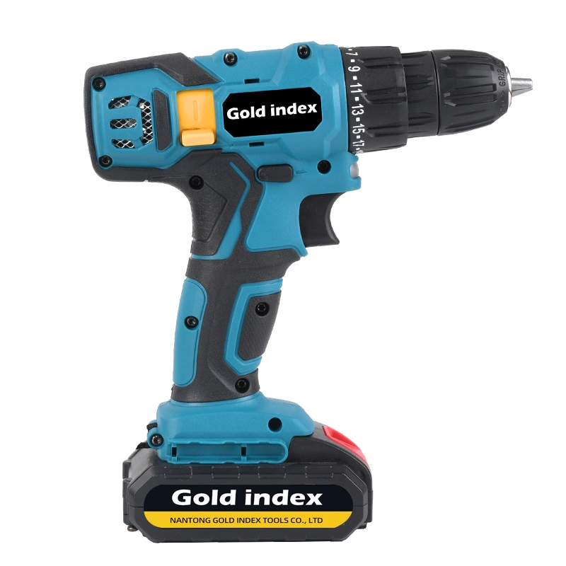 Gold Index Li-ion China Power Tools 18V 20V 21V Electric Screwdriver Hand Drill Cordless Power Drill