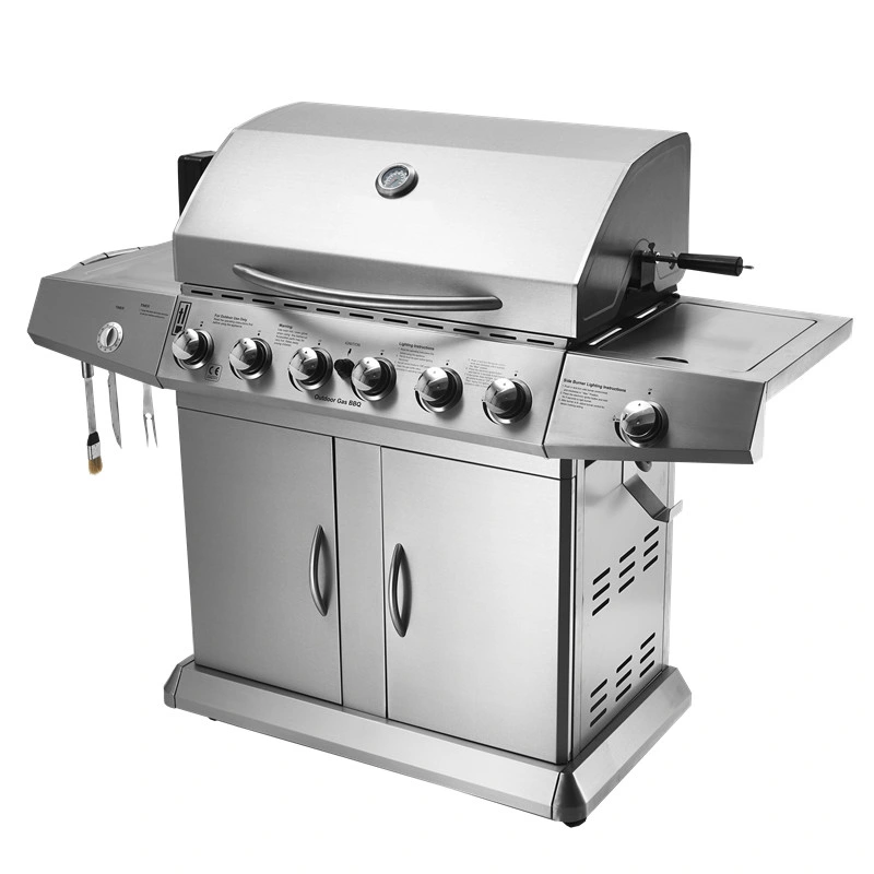 Gas BBQ Grill Stainless Steel 6 Burner with Side Burner