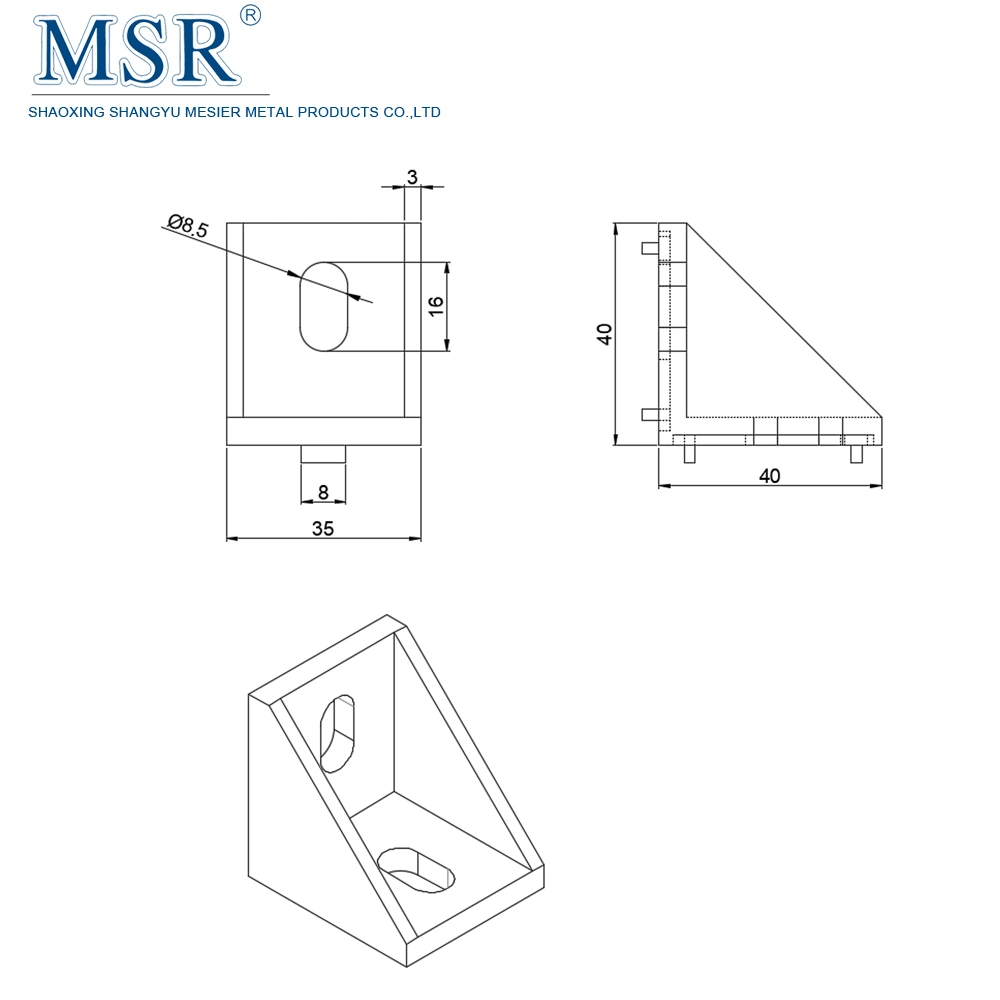 Chinamanufacturer 4040b-8 Aluminium Bracket for Aluminum Profiles