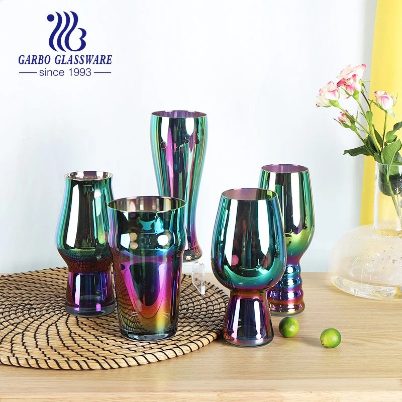 Factory Unique E-Plating Colored Decorative Glass Cup Barware Party Beer Glass Cup