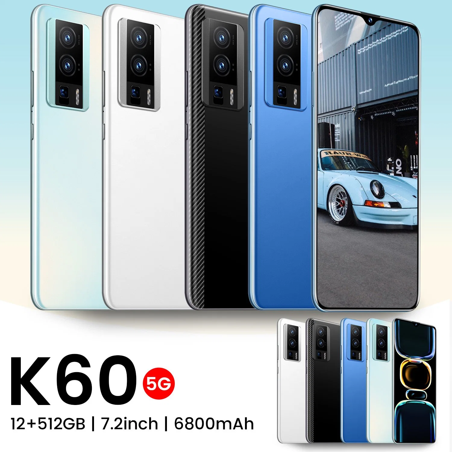 Factory Direct 12+512GB K60 Brand New Mobile Smart Phone Android Smart Mobile Phone, Ready in Stock