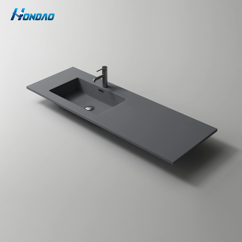 New Design Rectangle Vanity Sink Man Made Stone Grey Artificial Stone Bathroom Washbasin