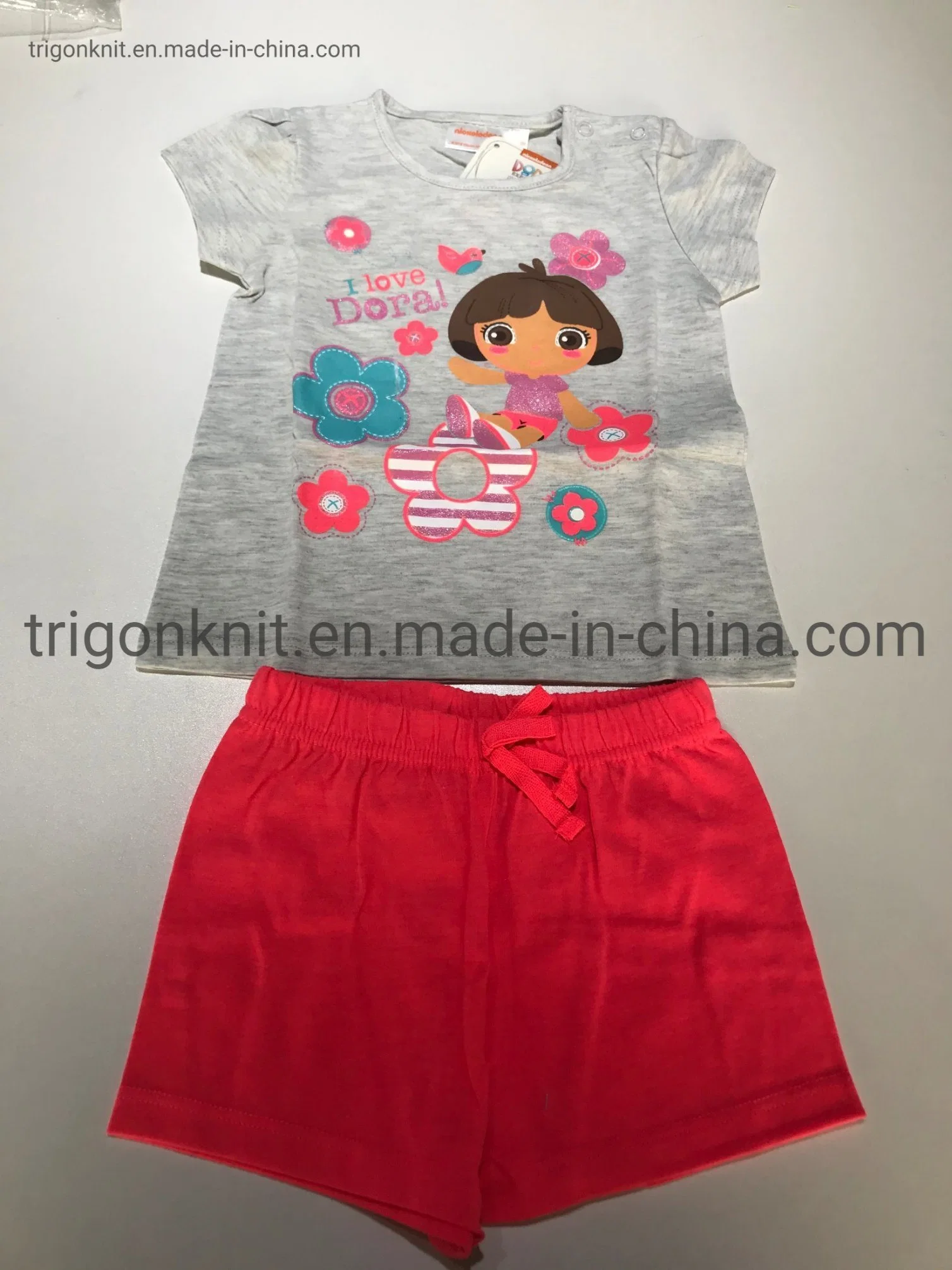 Gute Qualität Mode Sommer Stricken Baumwolle / Polyester Kinder-T-Shirts Set