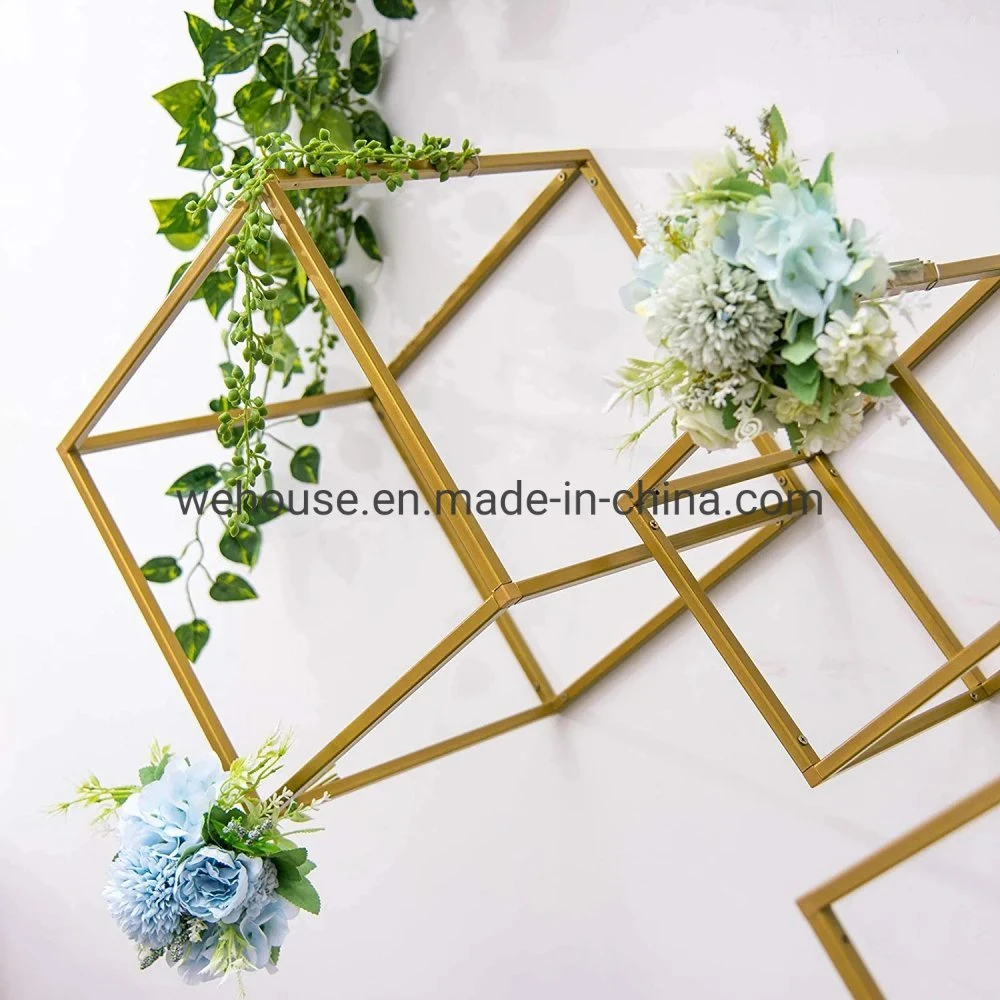 We House Hardware 48" Rectangular Gold Metal Wedding Flower Stand Geometric Column Frame Centerpiece