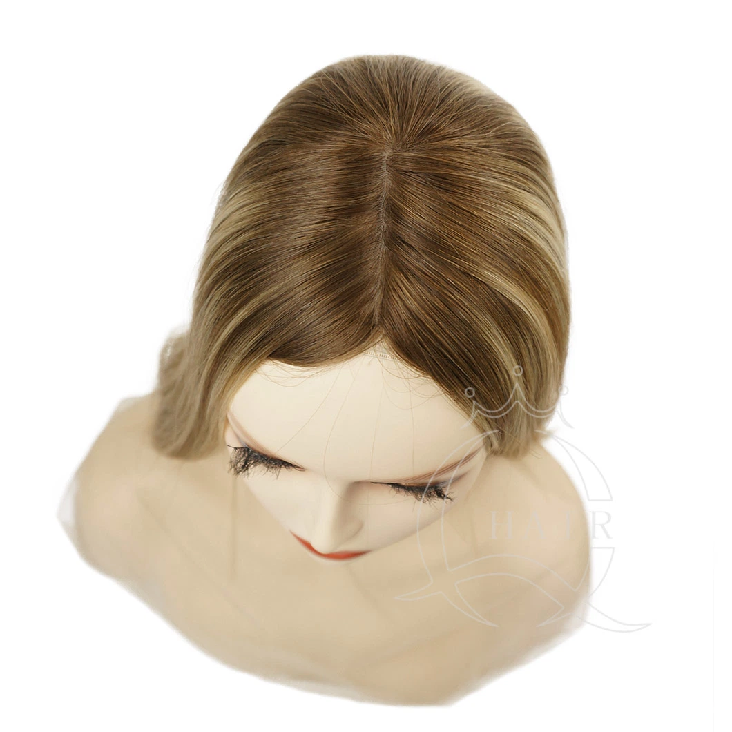 High quality/High cost performance  Human Hair Silk Topper for Thin Hair Lady Virgin Hair Topper Silk Topper The European Hair Silk Topper 14 Inch Hairpiece