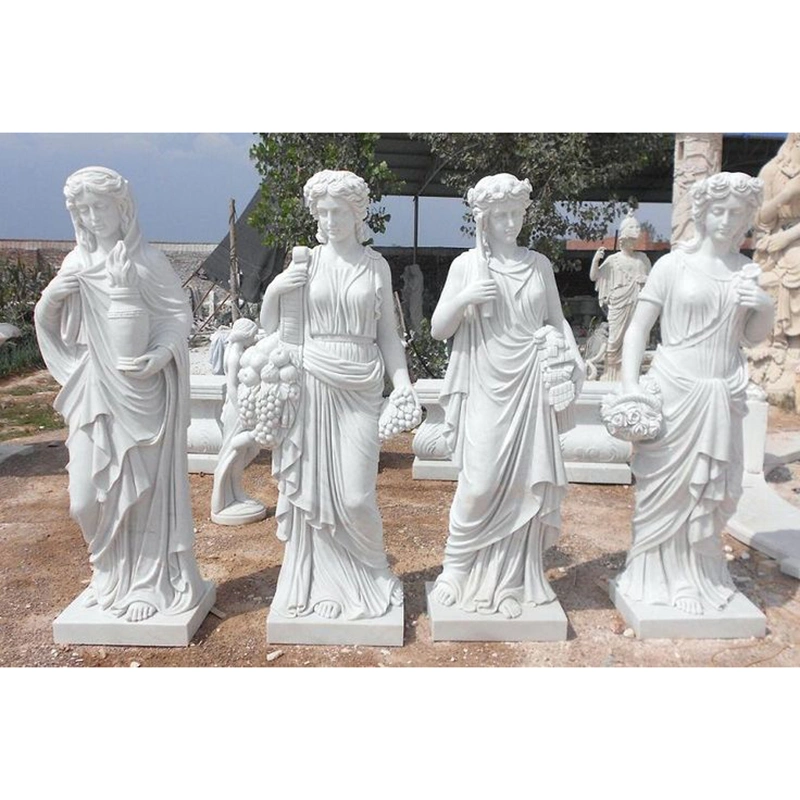 Factpry Skillful Manufacture White Marble Four Season White Marble Stone Statue Sculpture Outdoor Garden Decoration