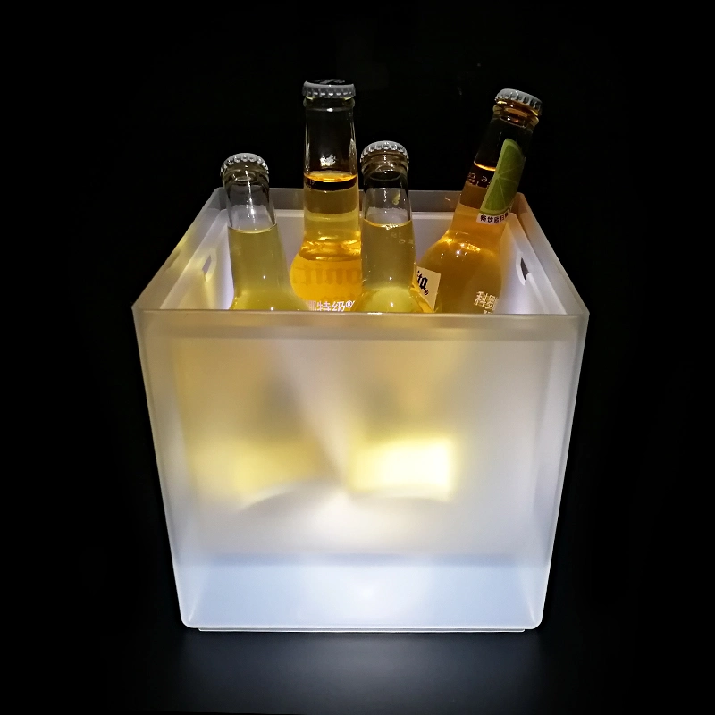 LED made plástico Cubo de Hielo Champagne con luz LED