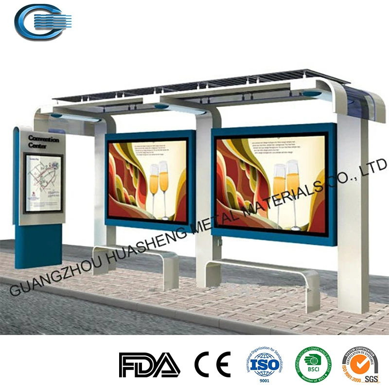 Huasheng Used Bus Stop Shelters for Sale China Outdoor Shelter Factory Unique Design Customized Smart Bus Shelter Bus Stop