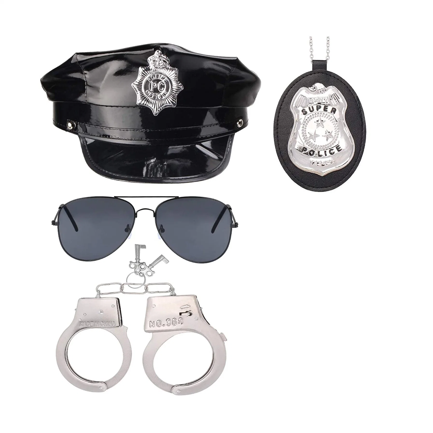 Promotional Custom Metal Toys Cosplay Steel Handcuffs Sunglasses Clothing Accessories Police Badges