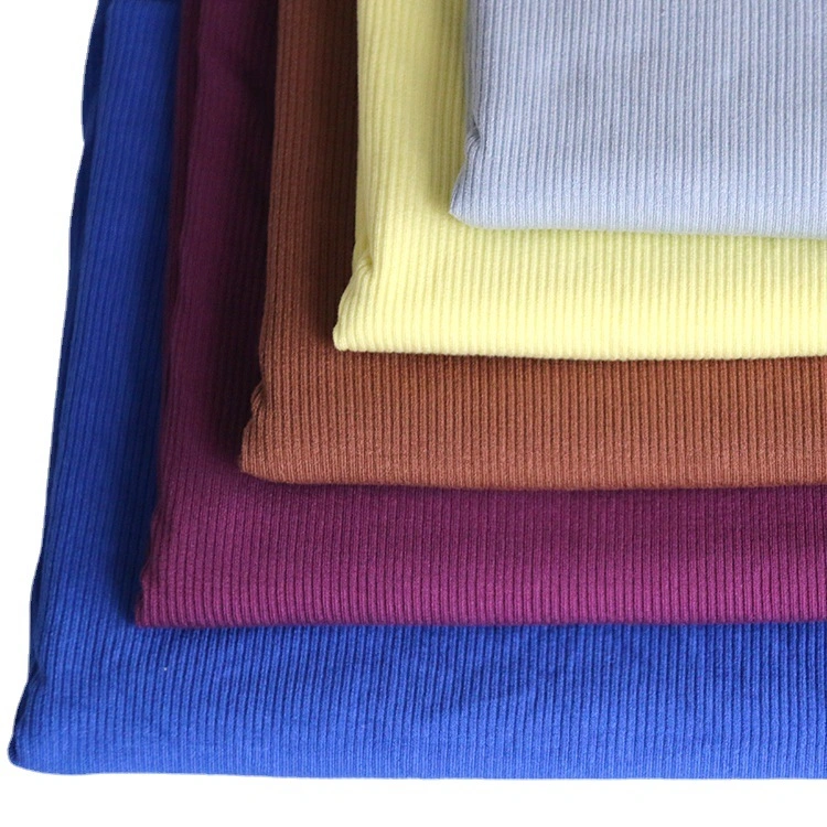 Hot Sale 92%Rayon 8%Spandex Knitted Ribbed Fabric for Garment T-Shirt