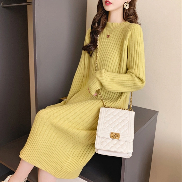 2023 Spring Wear New Korean Version of The Long Fashion Imitation Sable Knitted Coat Plaid Sweater Coat Female Thickening Tide