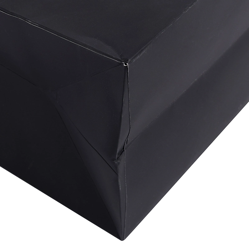 Custom Logo Printing Luxury Black Tote Fashion máquina de embalaje de ropa Manejar bolsas de regalo de papel de compra