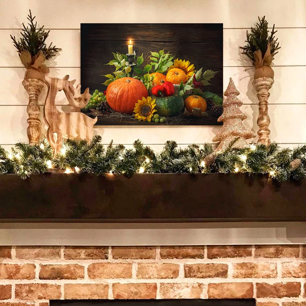 Wall Art Pumpkins Picture Canvas Prints for Home Wall Decorations Thanksgiving