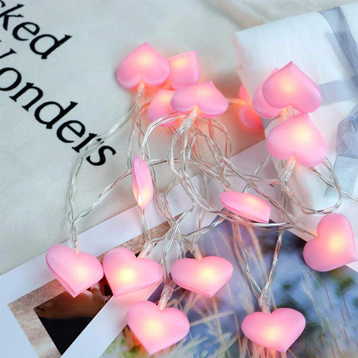 San Valentín Corazón Rosa cadena LED luminosos de niñas Decoración