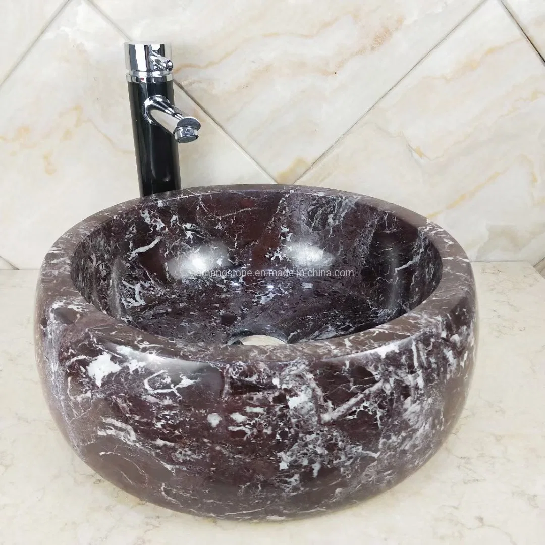 Round design Purple/White/Black/Beige Marble Wash Sink for Countertop