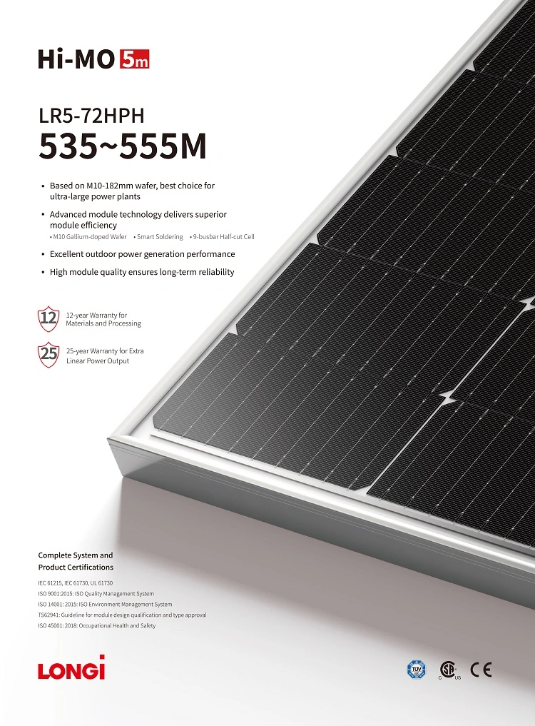 450W 460W 470W Longi Solar Cell Panel PV Power Solar Modules for Price