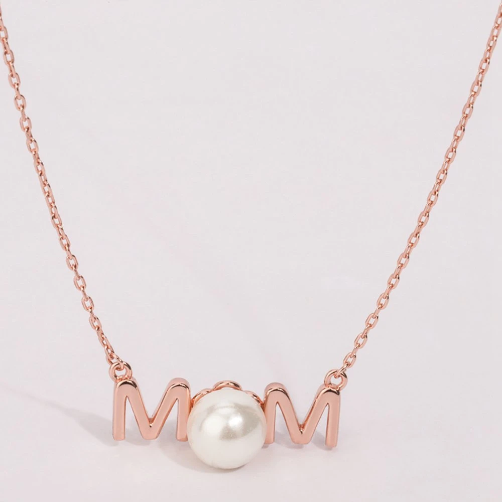 Joalharia fina 925 Sterling Prata Ouro Mum colar mm Prenda de Pérola e Collace para o dia da Mãe