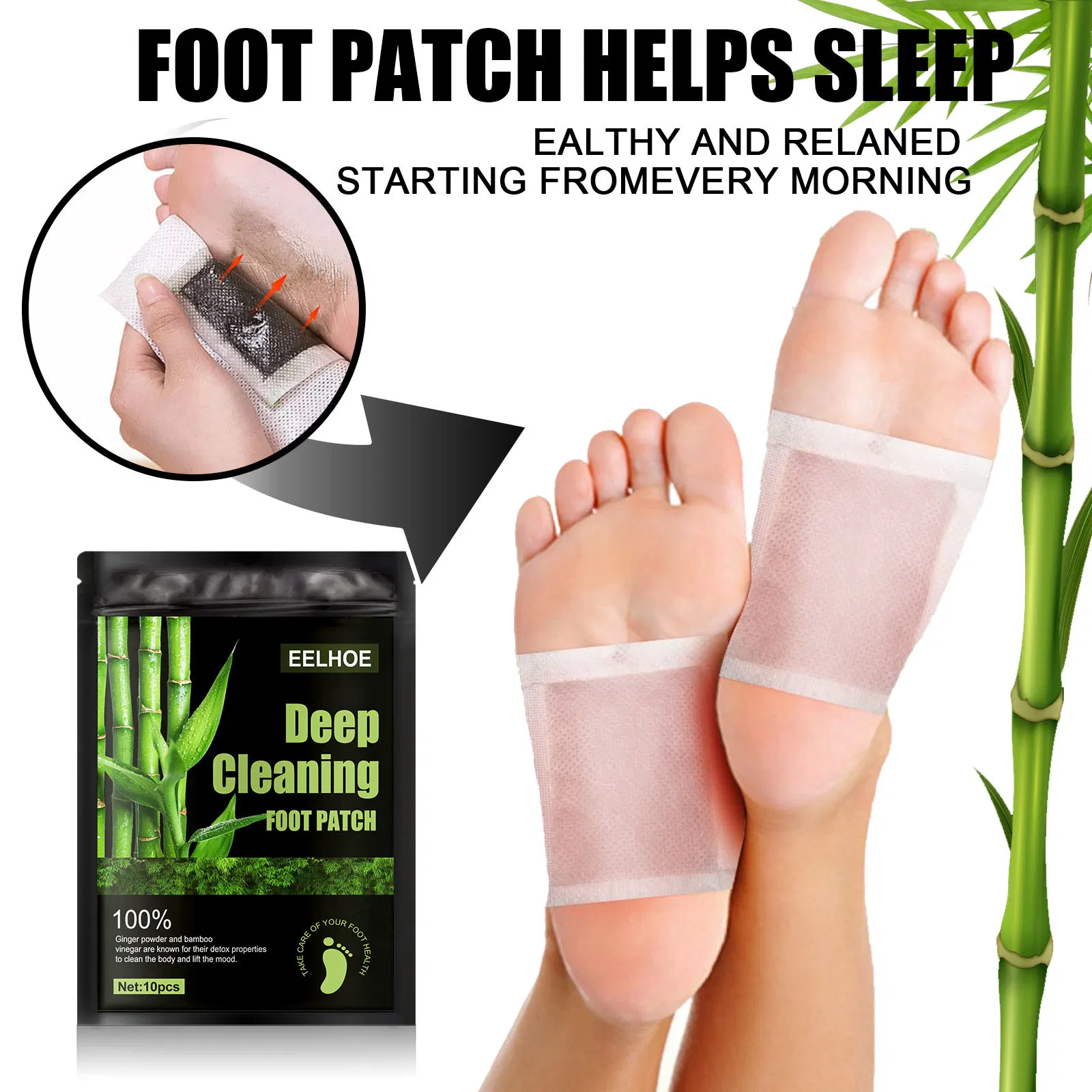 Factory OEM Natural Herb Health Care Bamboo Vinegar Pads Detox Relax Foot Patches with Adhesive