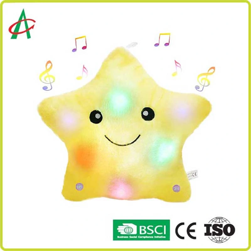 Musical Soothe Lullaby Twinkle Plush Star Pillow with LED Light for Babies Toddler