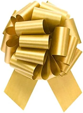 Conjunto de arco de puxar com película de plástico dourado, vermelho, dourado, prateado, 15.2 cm (6 polegadas) grande, 10.2 cm (cerca de 4 polegadas) médio, uma variedade de fita para oferta