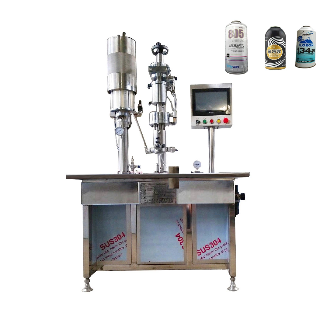 Factory Direct Sale Under Cap Aerosol Refrigerant Gas Can Filling Machine for R134A