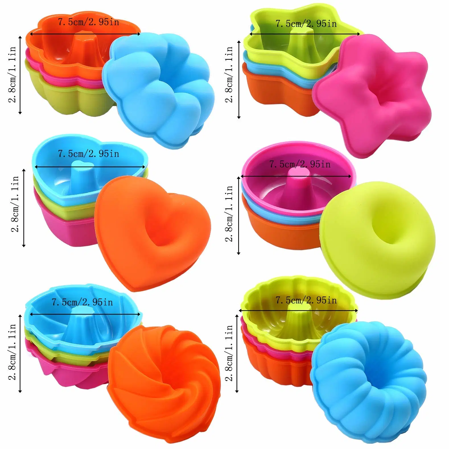 Copos de cozimento de Molde não fumante Donut Bagel Pan Muffin Jello Micro-ondas Moldes de silicone