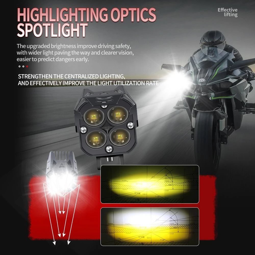 Haizg 12-80V Nueva luz LED de motocicleta 50W Ultra Bright Auto Iluminación