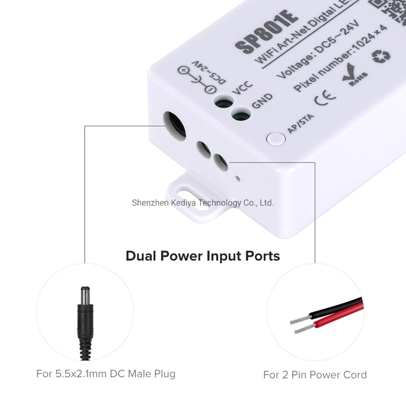 Sp801e WiFi Magic LED Controller LED Matrix Panel Modul Ws2812b Ws2811 Lichtstreifen-Funksteuerung DC5-24V