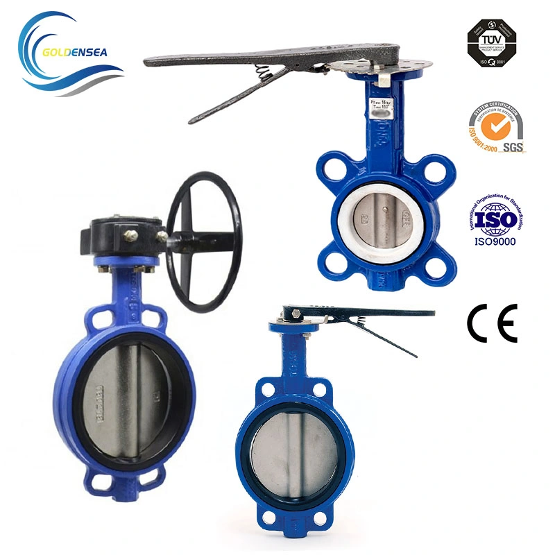 Pn10 DN150 Ductile Iron Pneumatic PTFE Wafer DIN Butterfly Valve