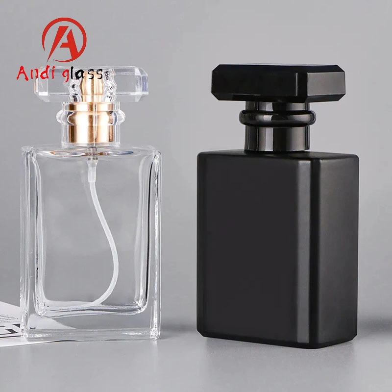 Square Transparent Clear Glass Bottle 25 Ml Perfume with Smooth Round Cap