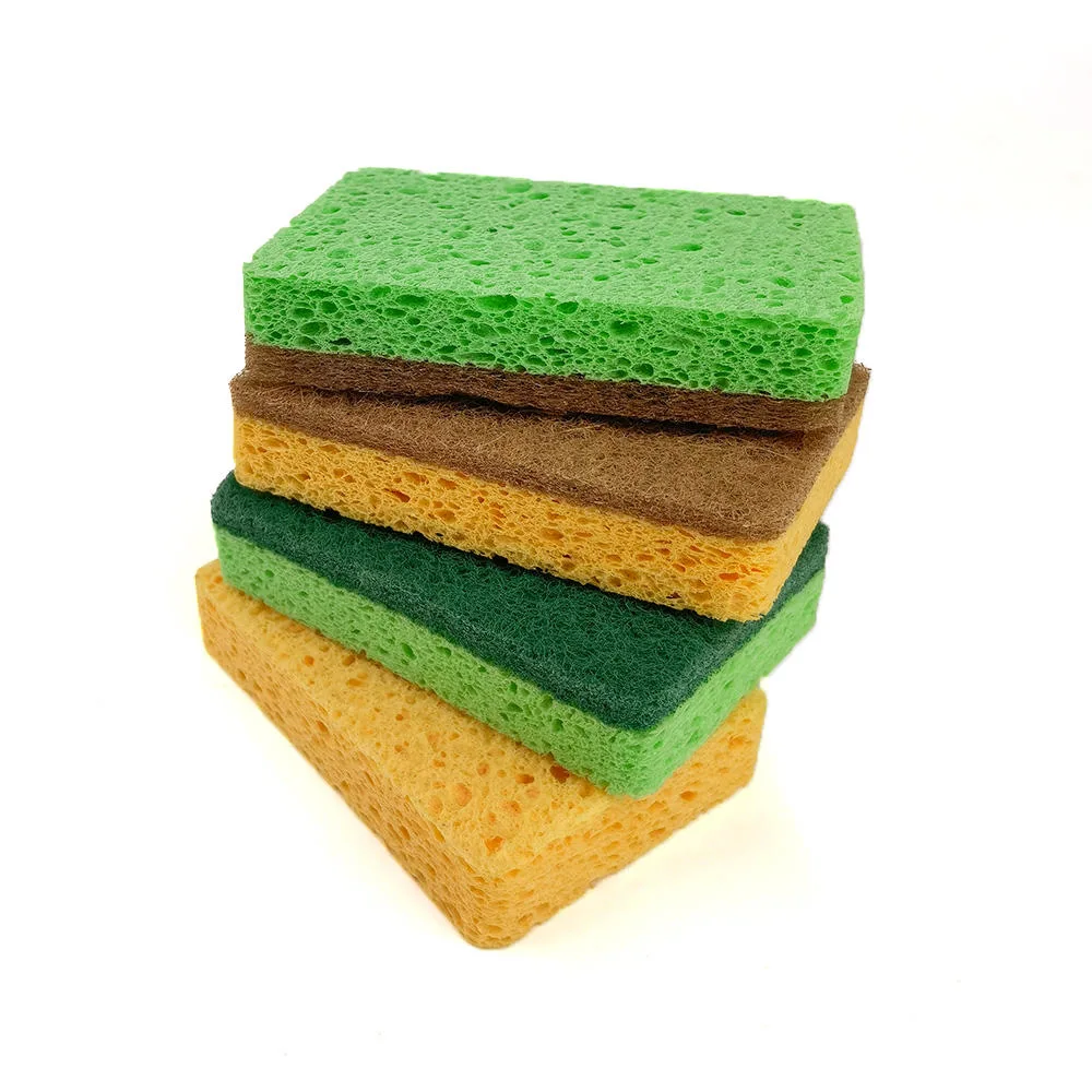 Wholesale Different Color Wood Pulp Cotton Dishwashing Sponge Wipe Cleaning Magic Wipe for Home