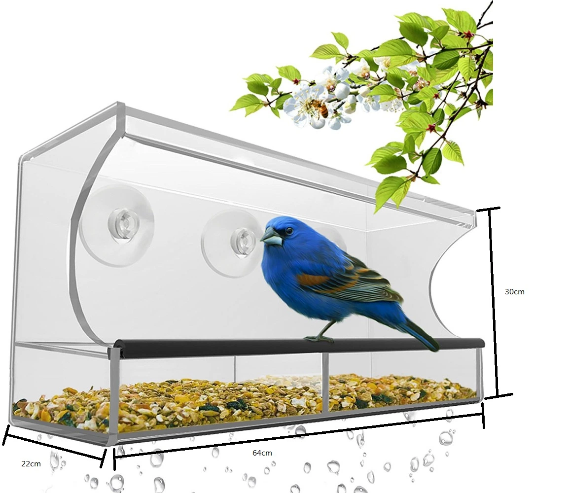 New Style Fashionable Acrylic Bird House Container Pet Feeder House