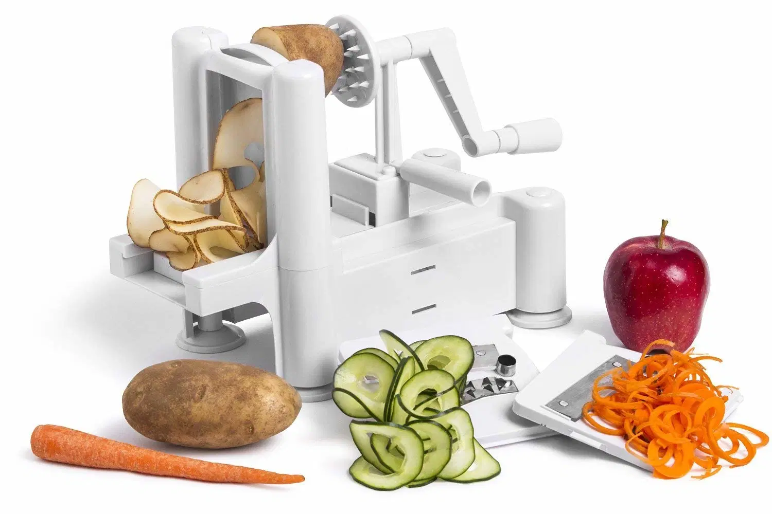 Veggie cortador en espiral manejar al girar los 3-en-1 Spiralizer