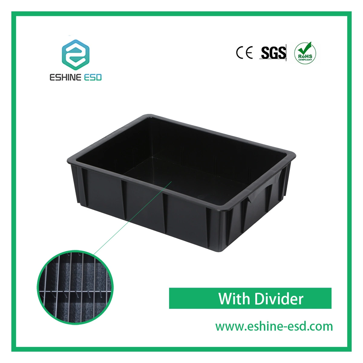 Circulation Box ESD Box Anti-Static Box Divider Available Industrial Cleanroom ESD Storage Plastic Box / Antistatic Container for Turnover