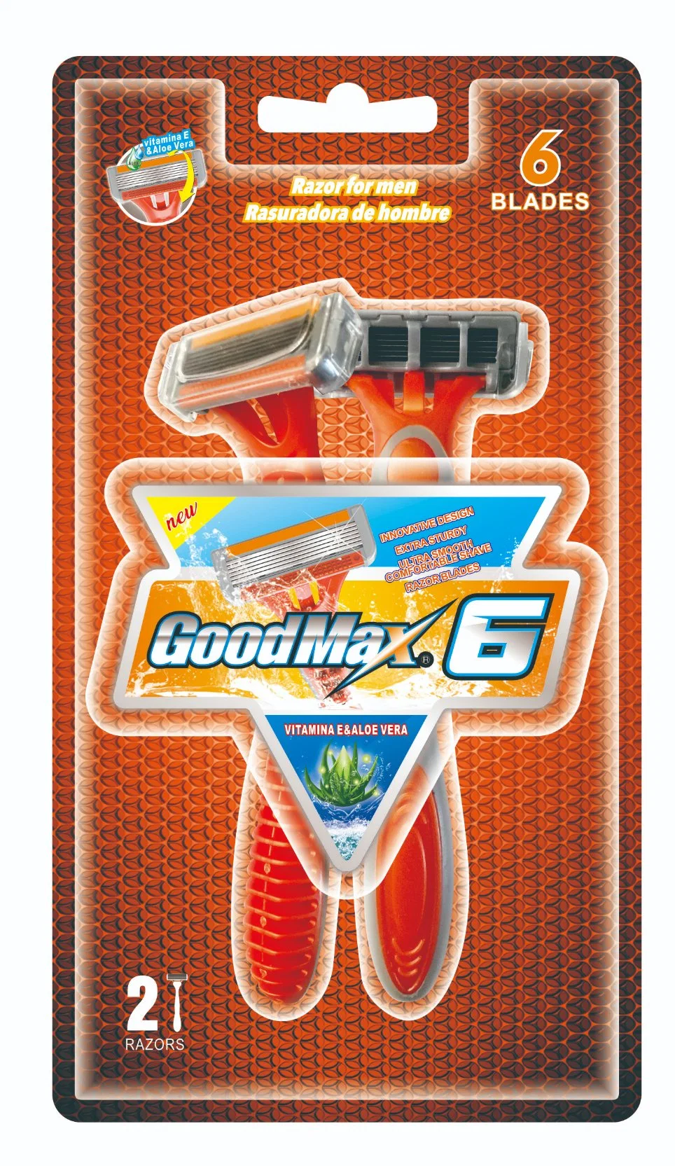 Six Blade Open Back Washable Razor with Private Label