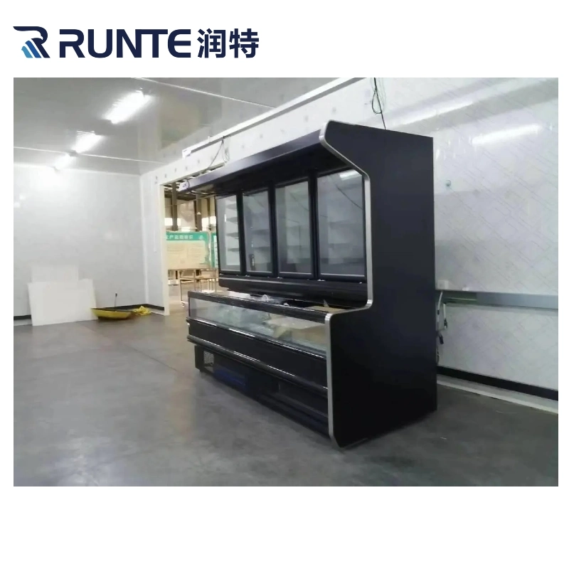 Top Quality All-Round Refrigeration Direct Cooling Glass Display Showcase with Brand Compressor