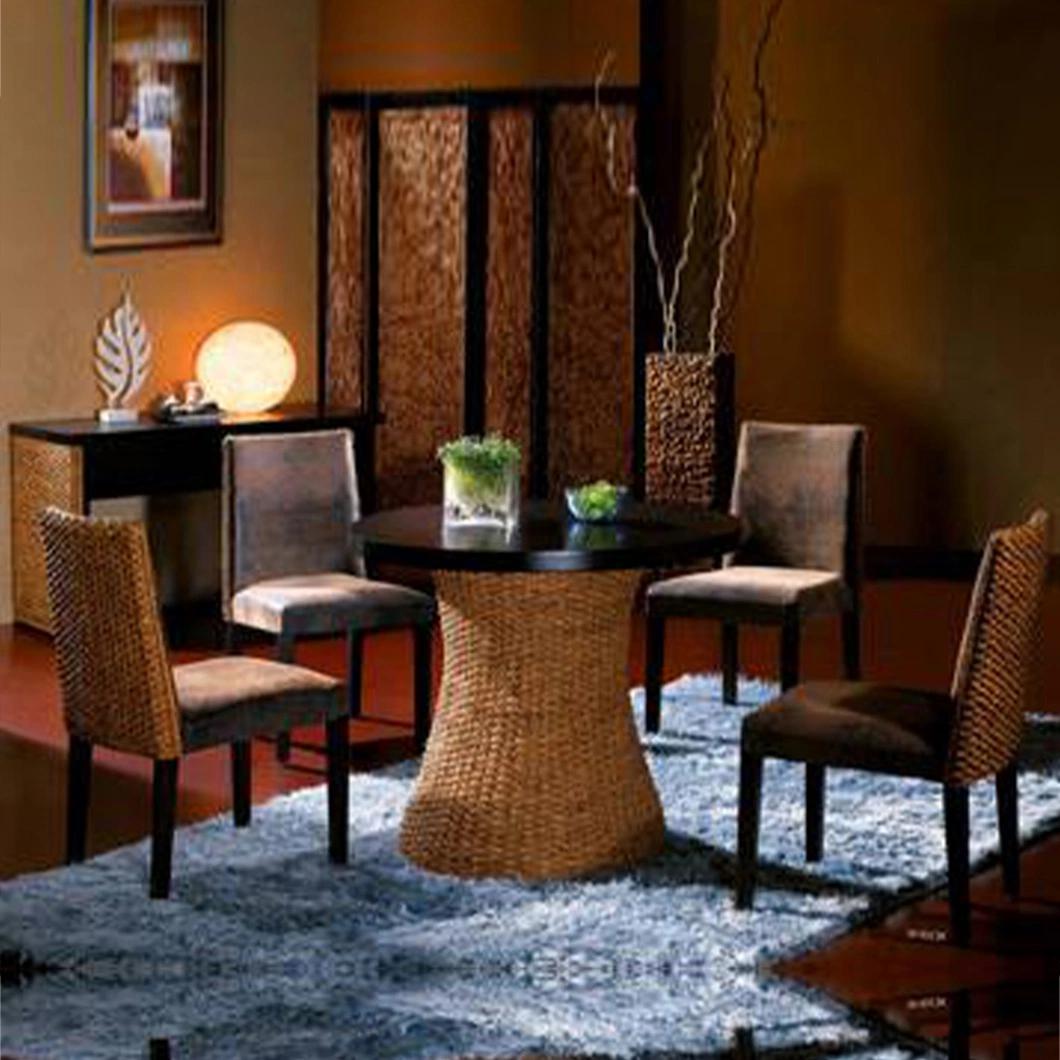 Classic Style Luxury Living Room Wicker Chairs Dining Room Natural Rattan Furniture Set Table and Chair