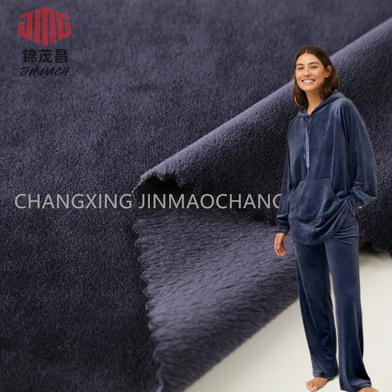 Jinmch Knitting Fabric 95% Polyester 5% Spandex Super Soft Plush Velvet 270GSM/160cm Dyed Fabric for Garment Causal Clothes Winter Jacket