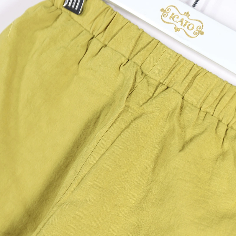 Mustard Color Boy's Summer Linen Cotton Beach Casual Shorts for Wholesale/Supplier