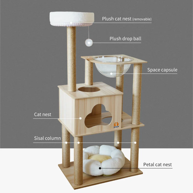  Maison de luxe pour animaux de compagnie Château pour chat avec griffoir en sisal 