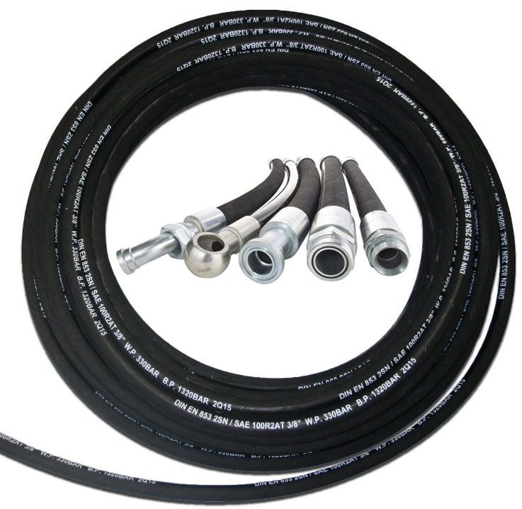 Industrial Flexible High Pressure Steel Wire Hydraulic Rubber Fuel Oil Hose with Fitting Factory