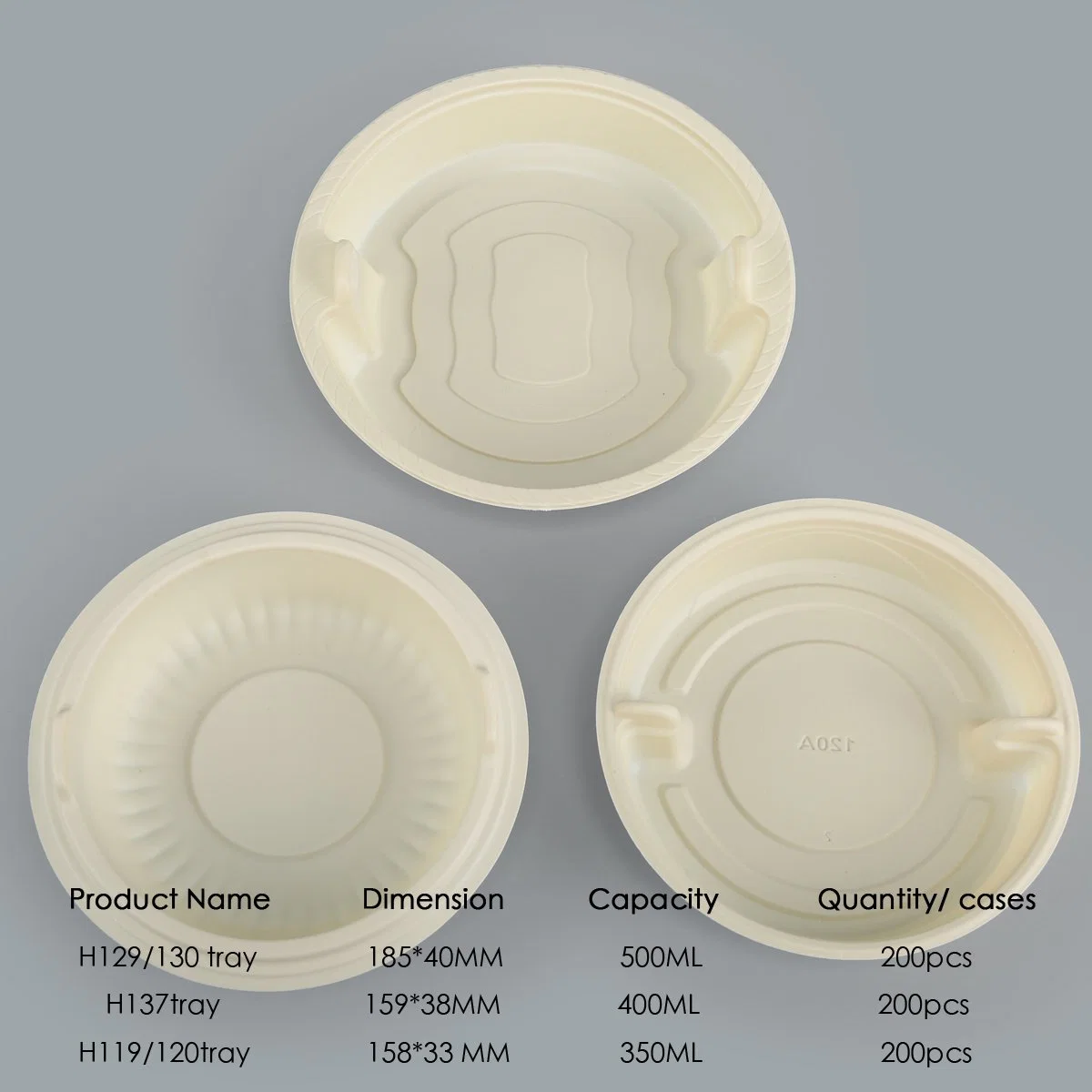 Disposable Cornstarch Round Bowl Tray (G-137)