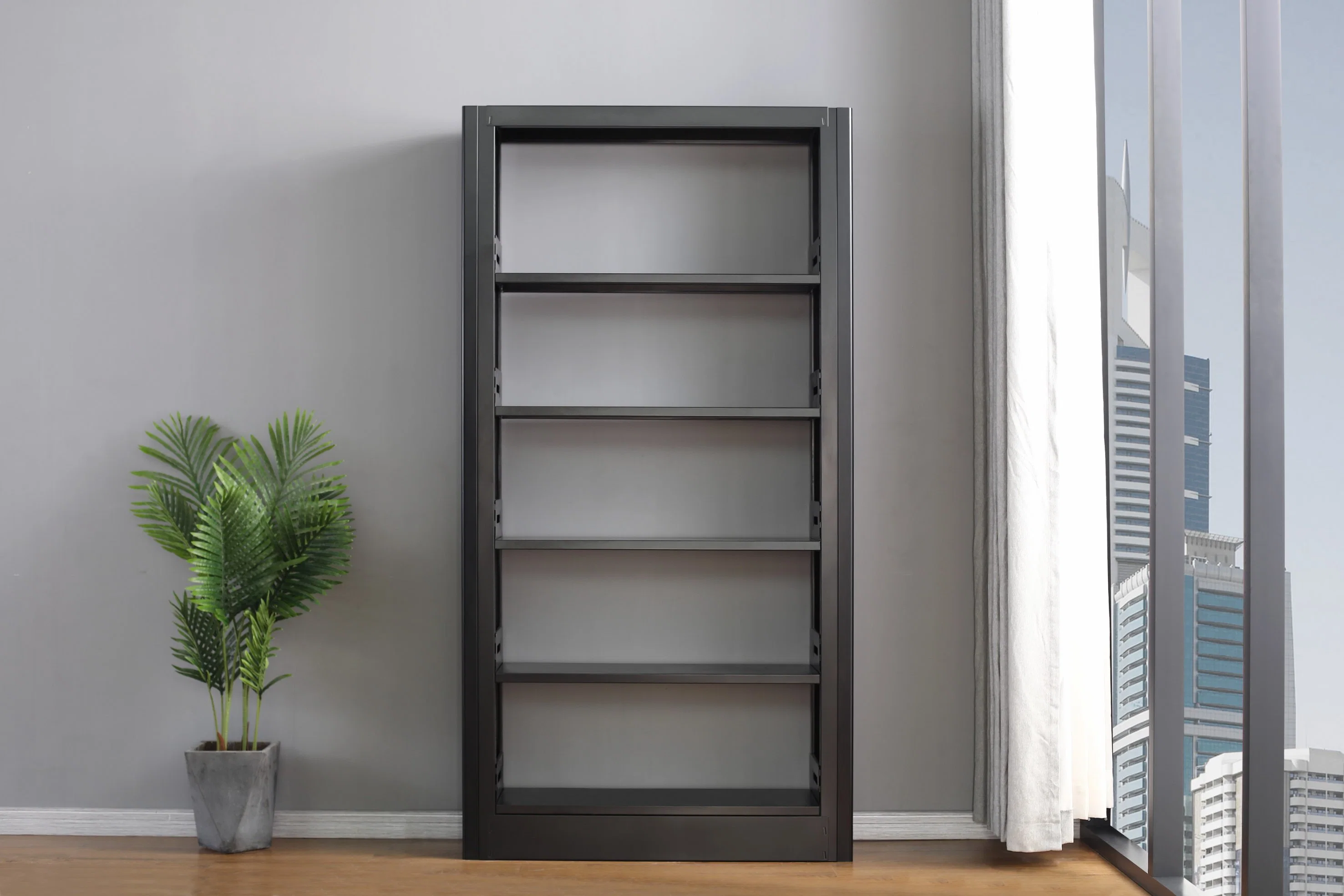 Wood Texture Steel Bookshelf for Library/Book Shelf/Office Rack Shelf Furniture