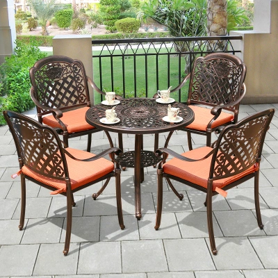 Outdoor Cast Aluminum Table Combination European Villa Garden Furniture Leisure Table Chair