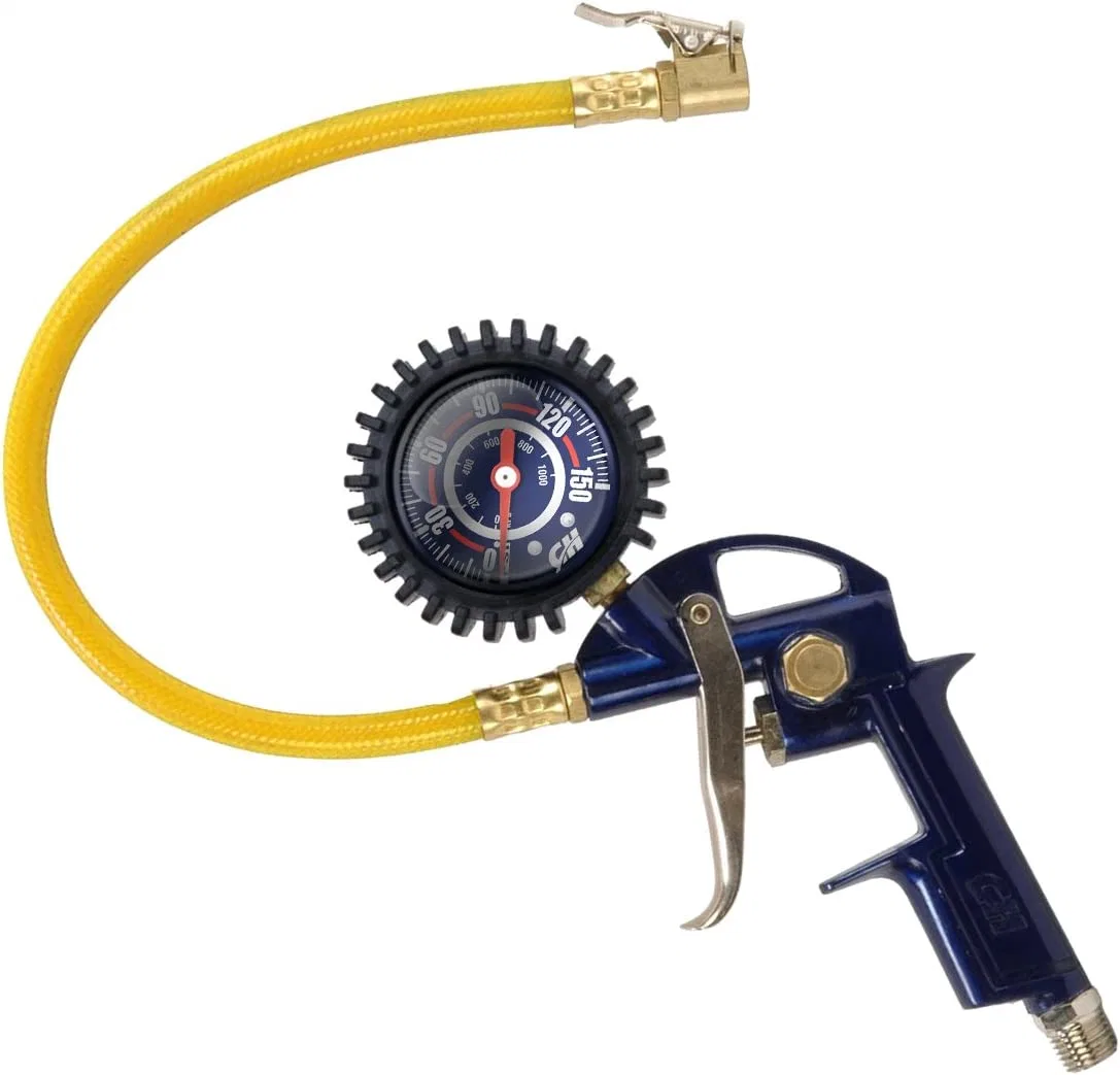 2023 Popular Tire Pressure Gauge with Rubber Hose and Quick Connect Coupler Oil Immersion Type for Auto Vehicle