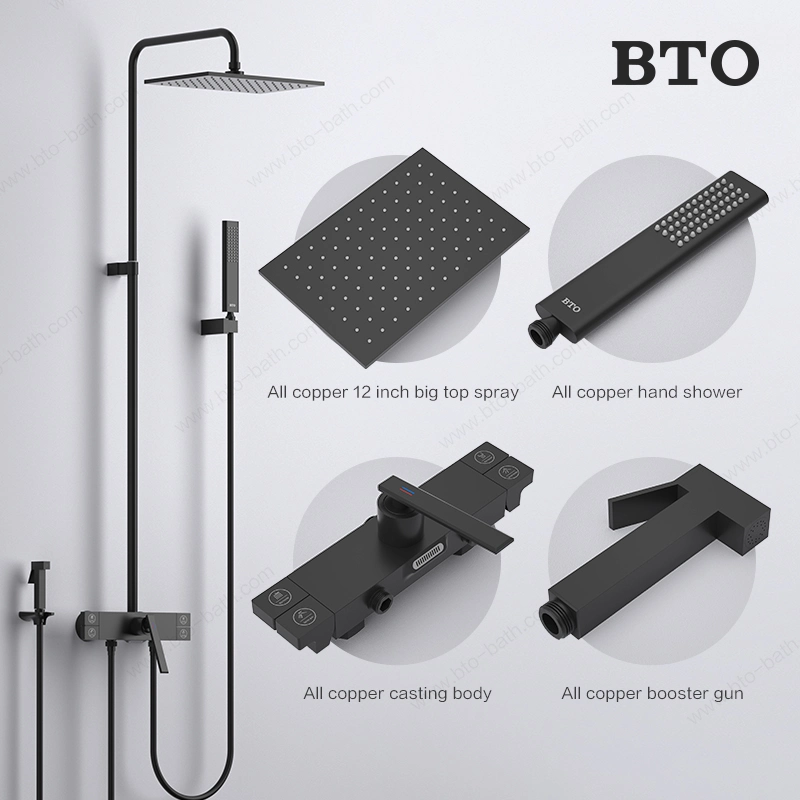 Bathroom European Shower Faucet Concealed Luxurious Wall Mount Shower