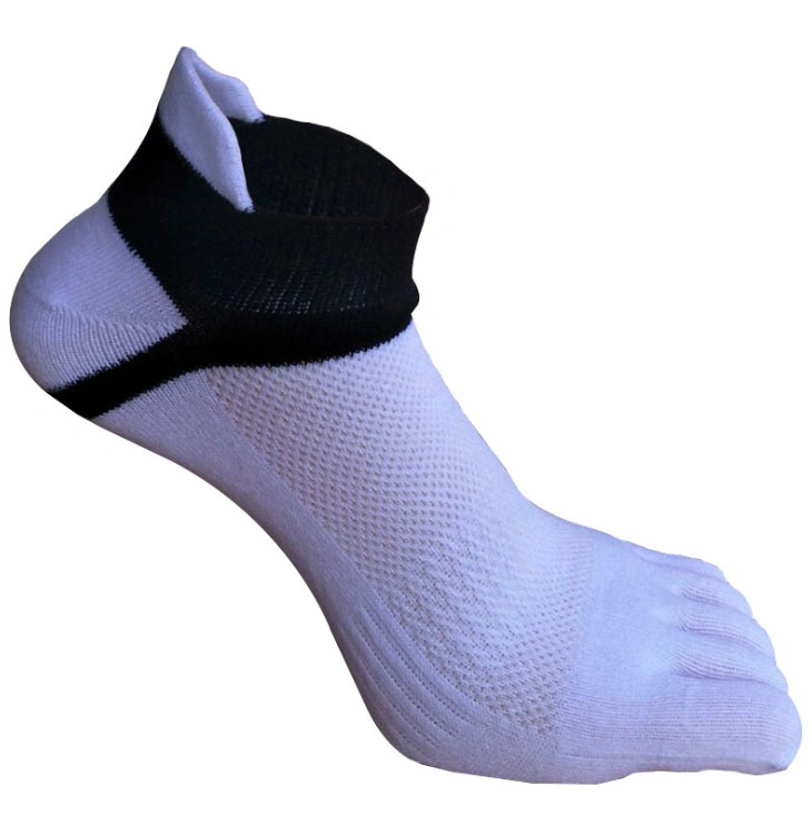 Cotton Mesh Top Five Toe Ankle Men Athletic Sport Socks with Tab